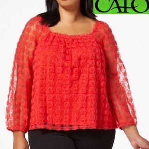 CATO Collection Limited Edition
ROSETTE TULLE TOP POPPY RED Size XL